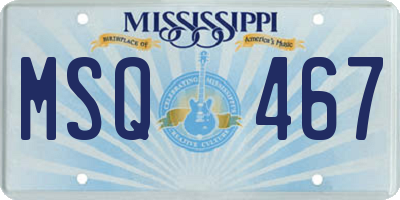 MS license plate MSQ467