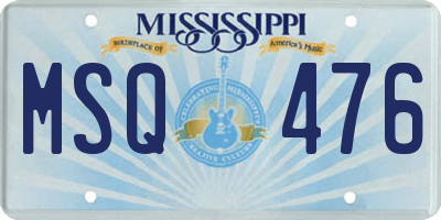 MS license plate MSQ476