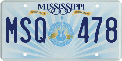 MS license plate MSQ478