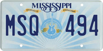 MS license plate MSQ494