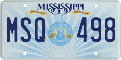 MS license plate MSQ498