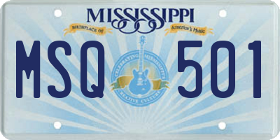 MS license plate MSQ501