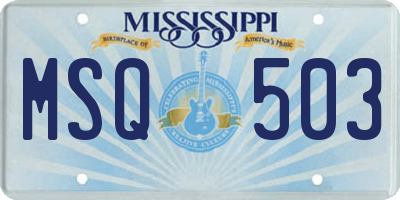 MS license plate MSQ503