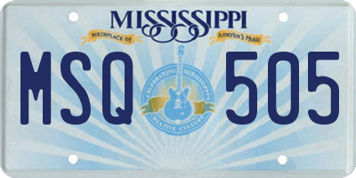 MS license plate MSQ505