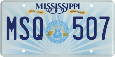 MS license plate MSQ507