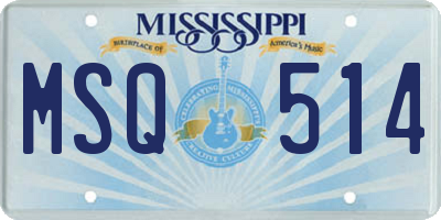 MS license plate MSQ514
