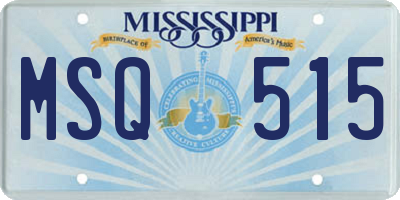 MS license plate MSQ515
