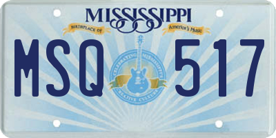 MS license plate MSQ517