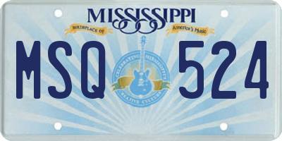MS license plate MSQ524
