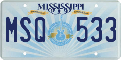 MS license plate MSQ533