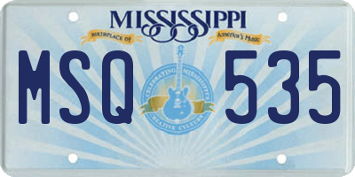 MS license plate MSQ535