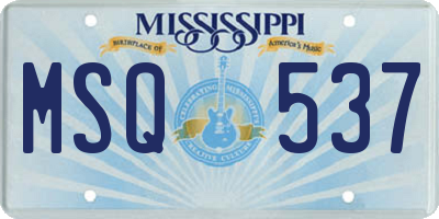 MS license plate MSQ537