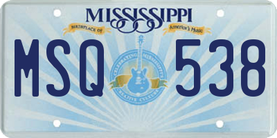 MS license plate MSQ538