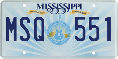 MS license plate MSQ551