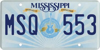 MS license plate MSQ553