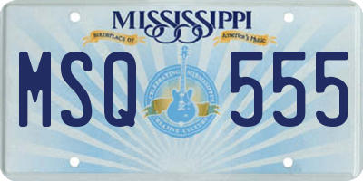 MS license plate MSQ555