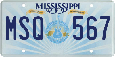 MS license plate MSQ567
