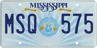 MS license plate MSQ575