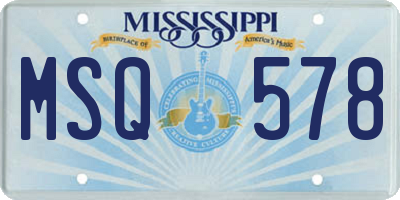 MS license plate MSQ578