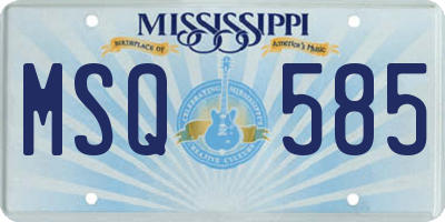 MS license plate MSQ585
