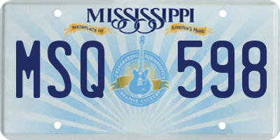 MS license plate MSQ598