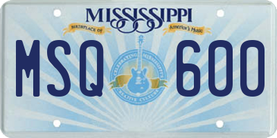 MS license plate MSQ600