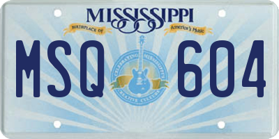 MS license plate MSQ604