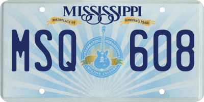 MS license plate MSQ608