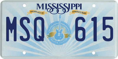 MS license plate MSQ615