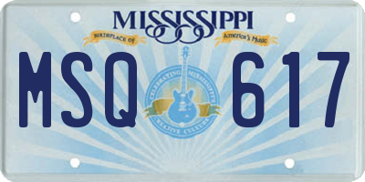 MS license plate MSQ617