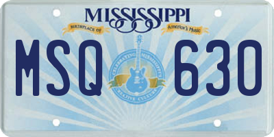 MS license plate MSQ630