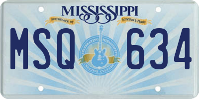 MS license plate MSQ634