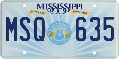 MS license plate MSQ635