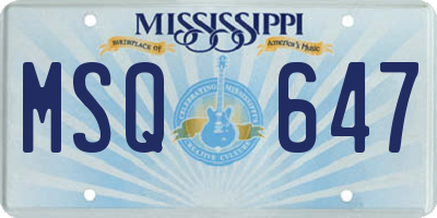 MS license plate MSQ647