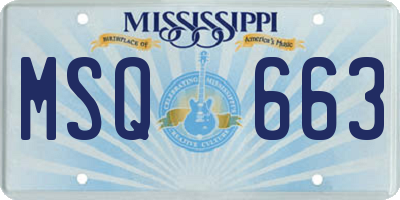 MS license plate MSQ663