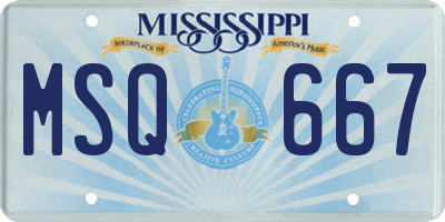 MS license plate MSQ667