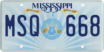 MS license plate MSQ668