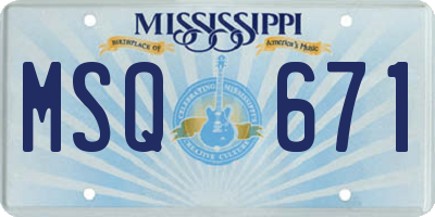 MS license plate MSQ671