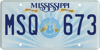 MS license plate MSQ673