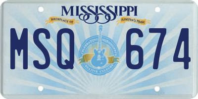 MS license plate MSQ674
