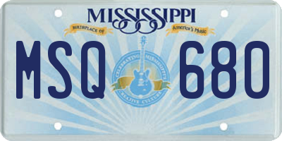 MS license plate MSQ680