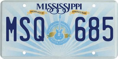MS license plate MSQ685