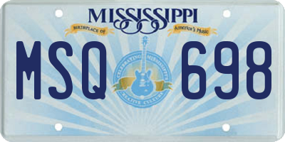 MS license plate MSQ698