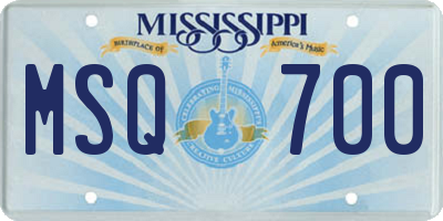 MS license plate MSQ700