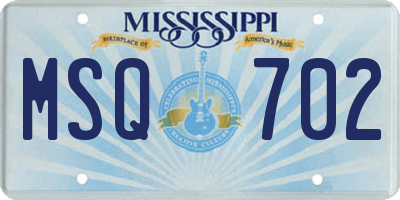 MS license plate MSQ702