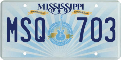 MS license plate MSQ703