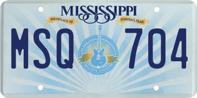 MS license plate MSQ704