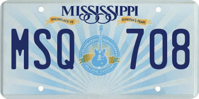 MS license plate MSQ708