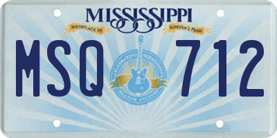 MS license plate MSQ712