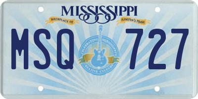 MS license plate MSQ727